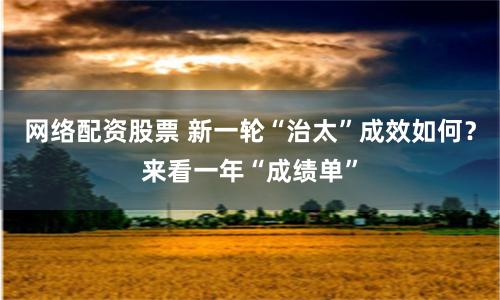 网络配资股票 新一轮“治太”成效如何？来看一年“成绩单”